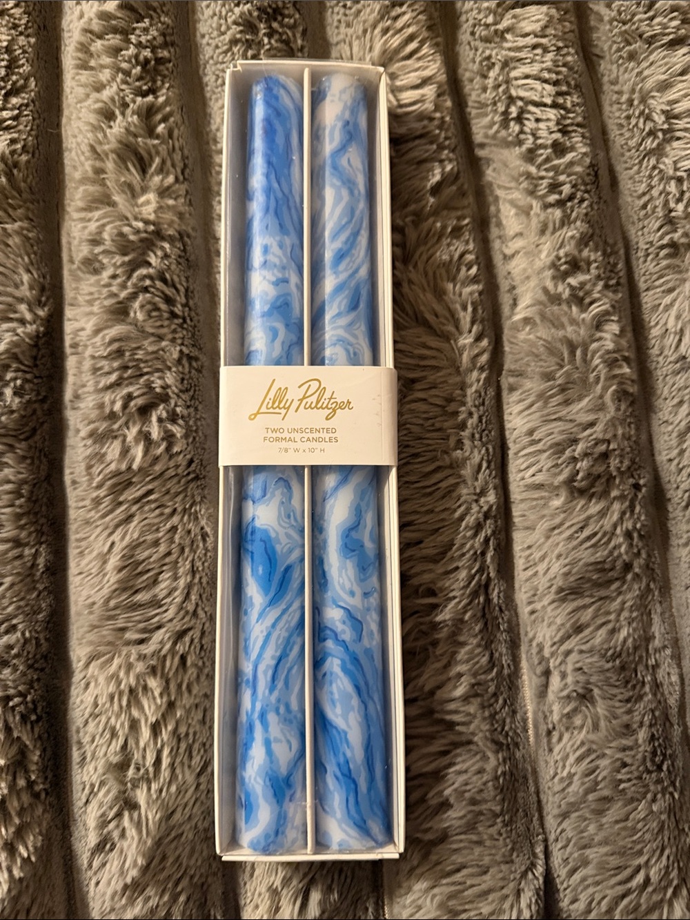 Lilly Pulitzer Blue Marble Taper Candles - Set of 2